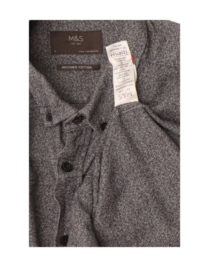 Camicia da uomo in flanella Marks & Spencer grande in cotone grigio