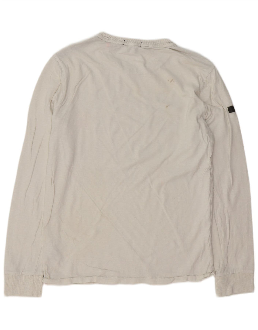 SUPERDRY Top grafico da uomo a maniche lunghe in cotone bianco grande
