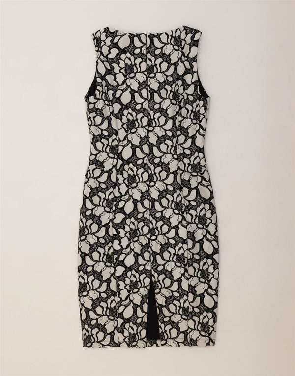 Marks & Spencer Womens Sleeveless Sheath Dress UK 12 Medium Black Floral