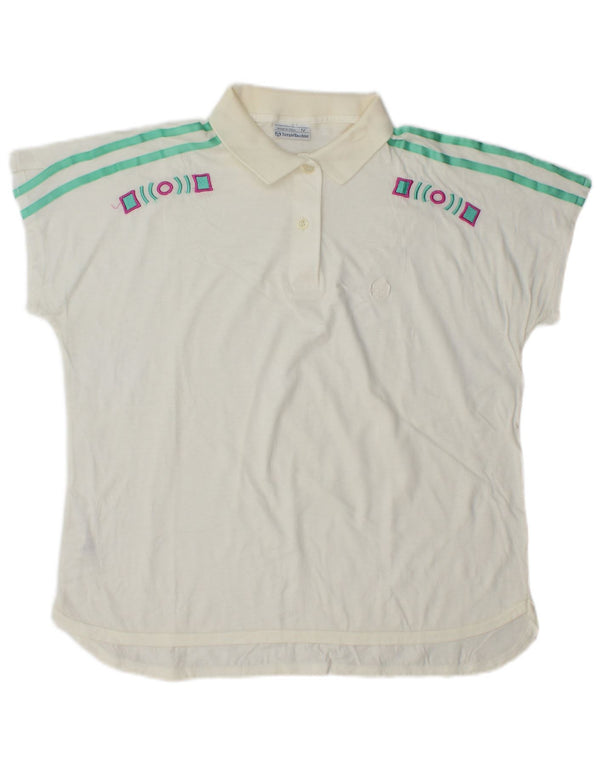 Polo da donna Sergio Tacchini US 12 Large in cotone geometrico bianco