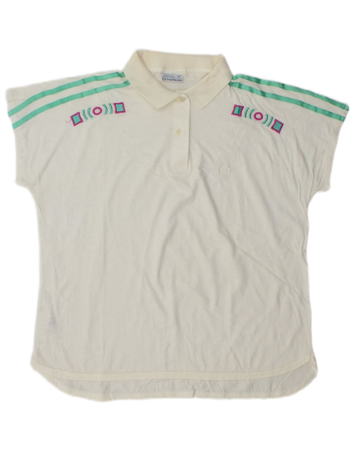 Polo da donna Sergio Tacchini US 12 Large in cotone geometrico bianco