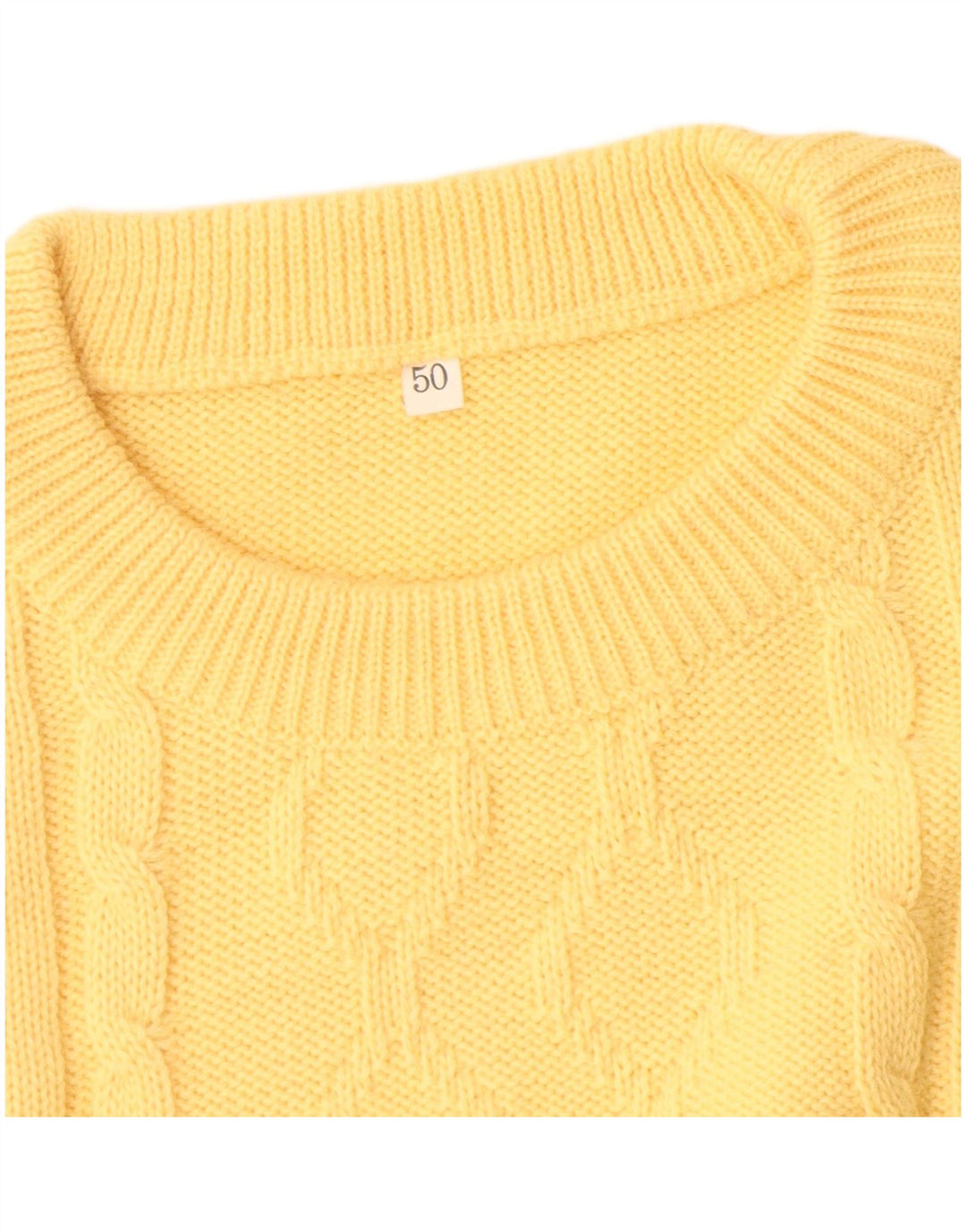 Maglione vintage da uomo girocollo IT 50 in lana giallo medio