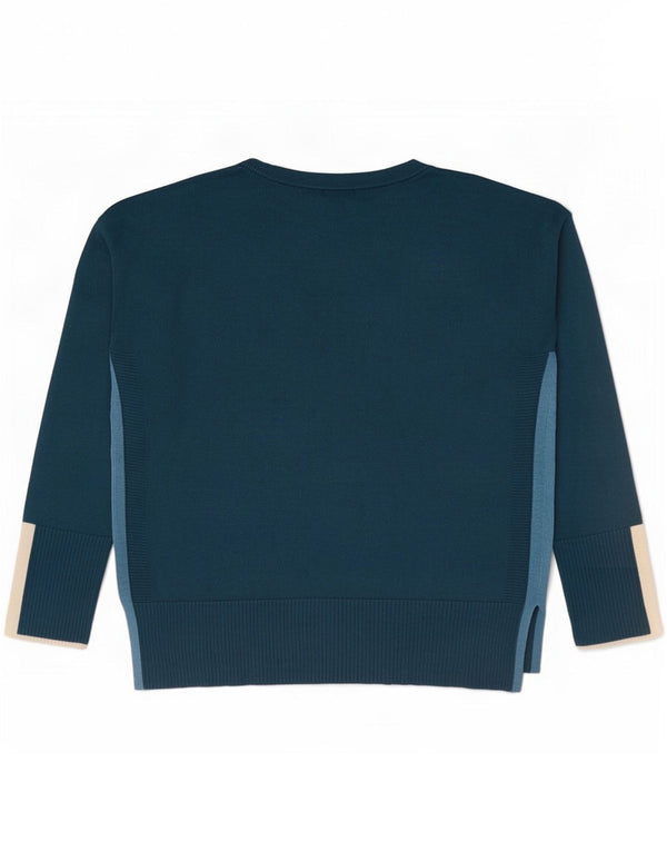 Maglione maglione girocollo da donna White Stuff UK 14 Large Blue Colourblock