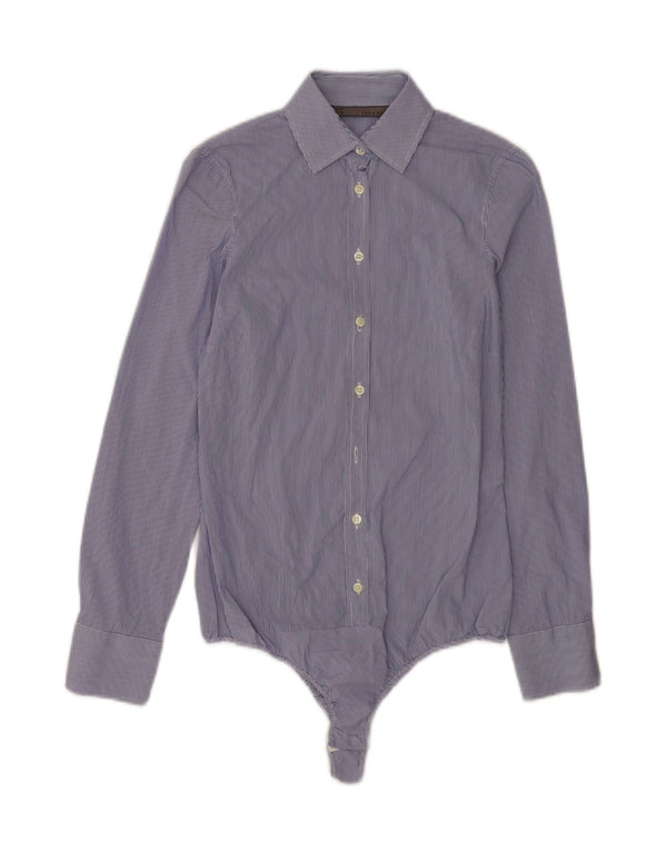 Body camicia da donna Zara UK 6 XS cotone gessato blu