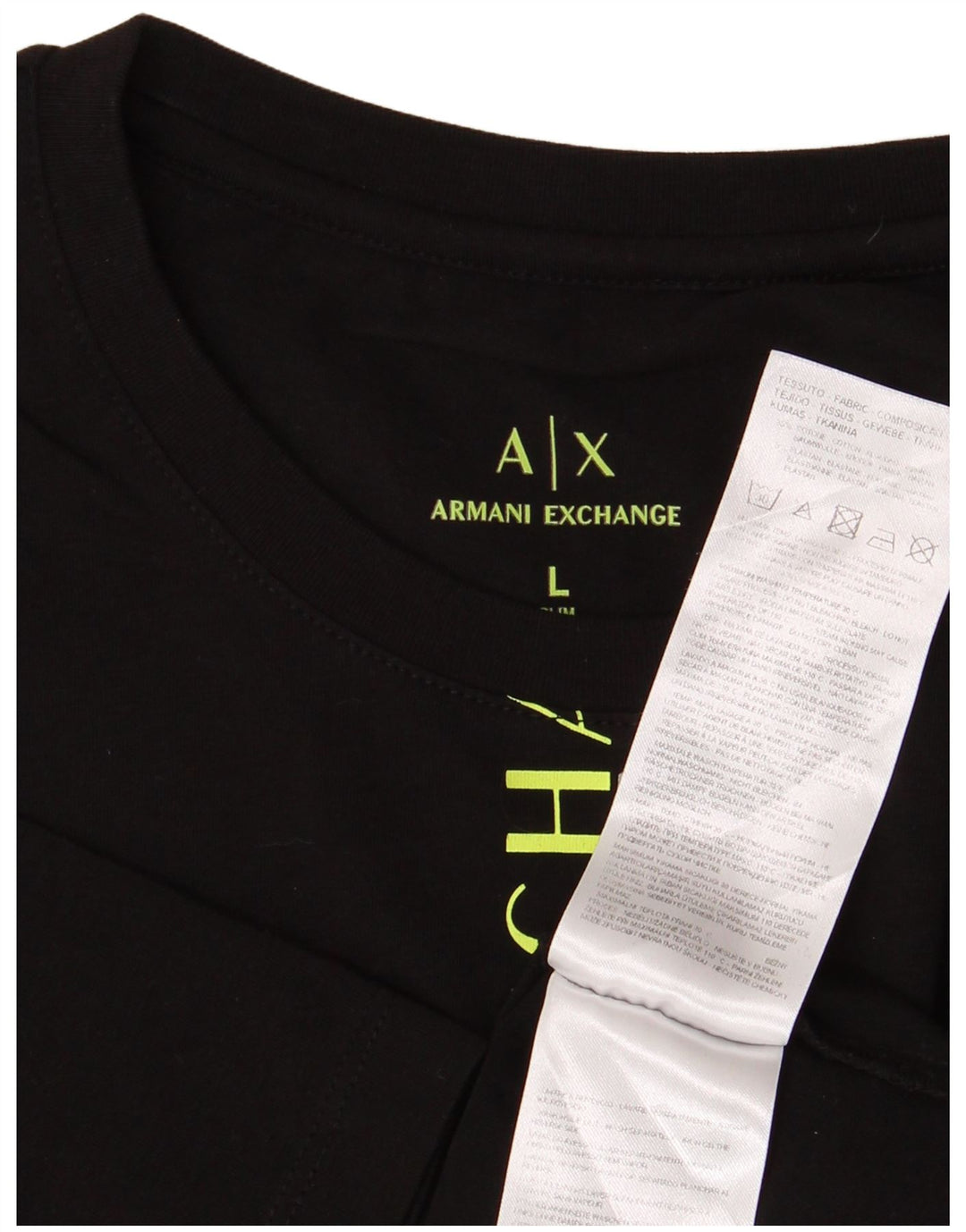 T-shirt grafica da uomo Armani Exchange Top grande in cotone nero