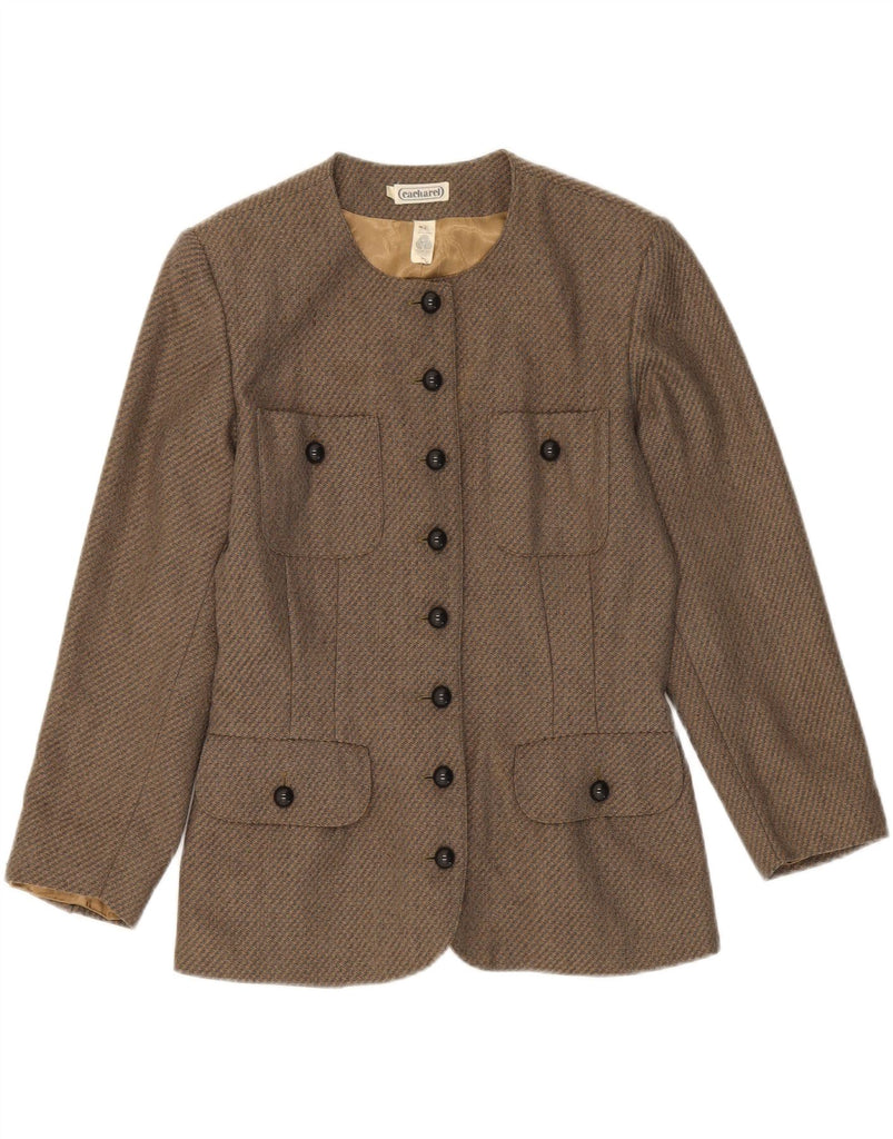 CACHAREL Womens 3/4 Sleeve Blazer Jacket IT 40 Small Brown Virgin Wool Vintage Cacharel and Second-Hand Cacharel from Messina Hembry 