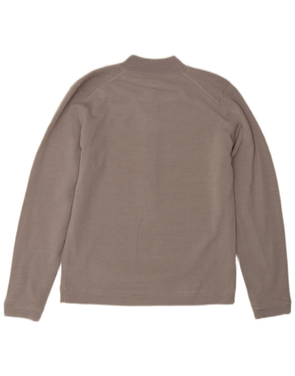 CALVIN KLEIN Maglione da donna con collo e zip da golf UK 10 Small Beige Lana