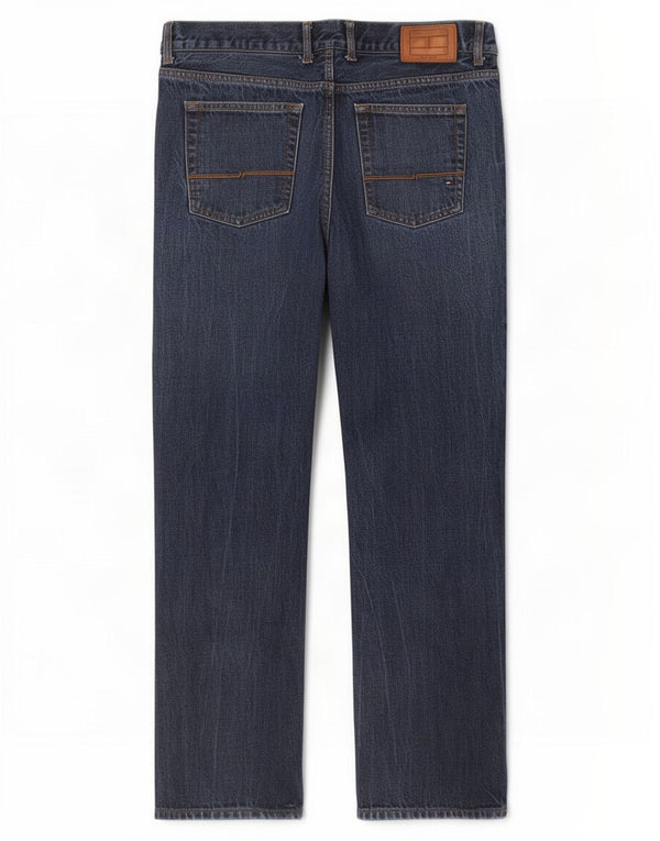 Jeans dritti da uomo Tommy Hilfiger W36 L32 cotone blu navy
