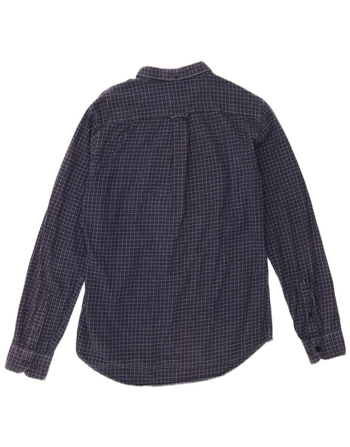 Camicia da uomo in flanella Farah, cotone medio a quadri blu navy