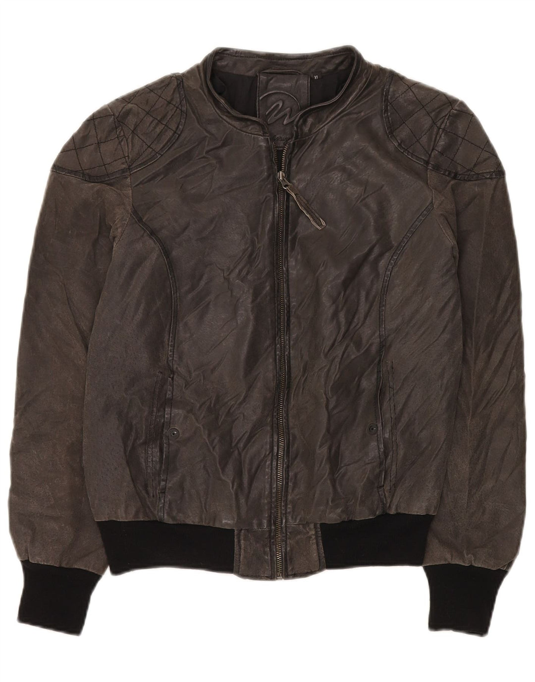 MAZE Giubbotto bomber in pelle scamosciata da uomo UK 38 Pelle grigio medio