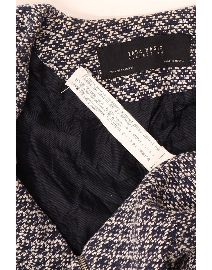 Giacca blazer da donna con motivo astratto Zara UK 14 grande in cotone blu navy