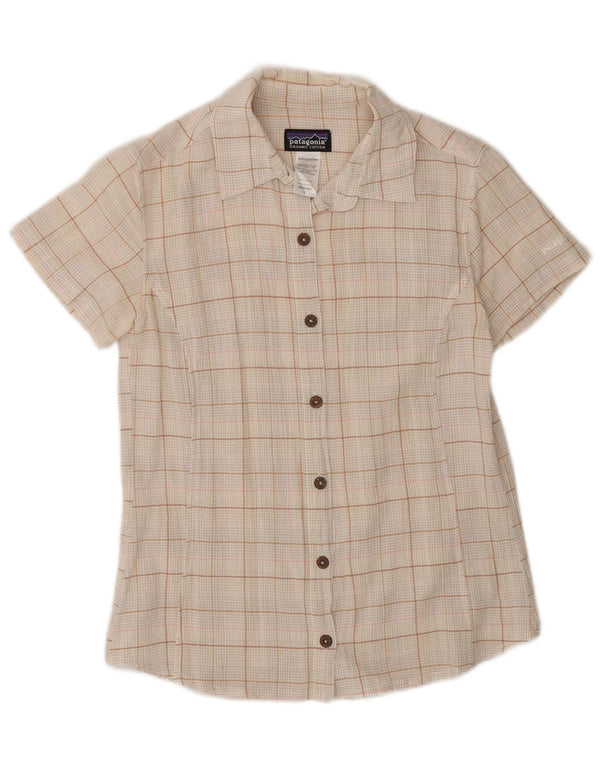 Camicia Patagonia da donna a maniche corte vestibilità classica US 4 Small Beige Check
