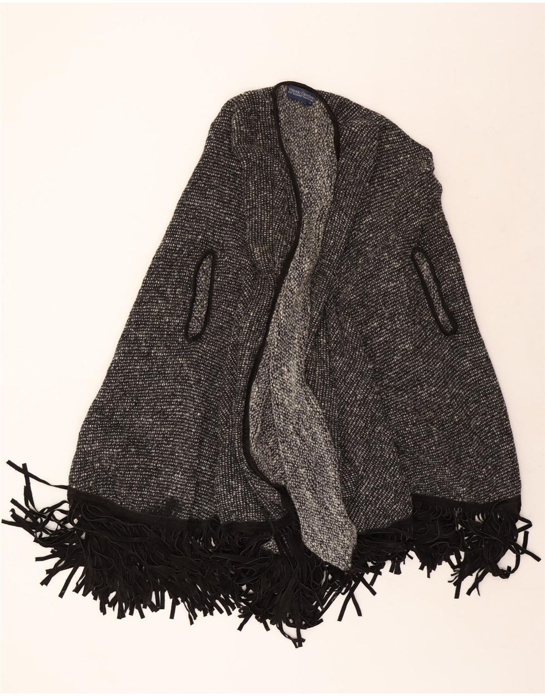 Maglione cardigan poncho vintage da donna UK 22 3XL Grigio