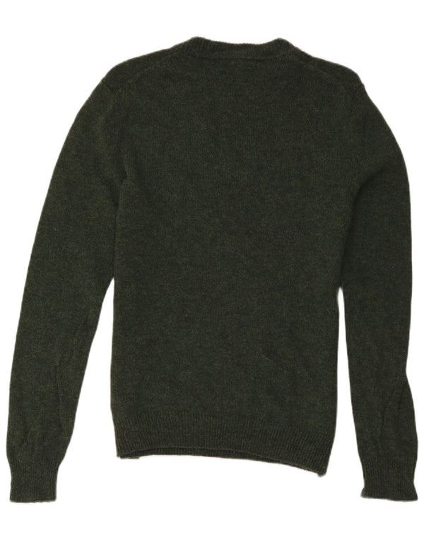 Maglione girocollo da uomo Farah in lana d'agnello verde medio