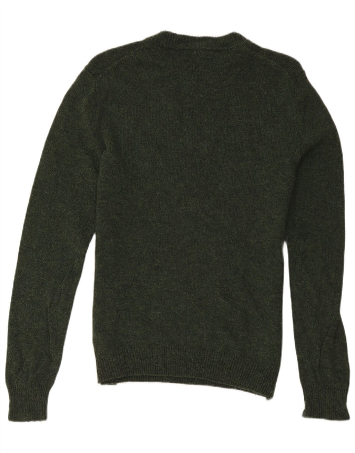 Maglione girocollo da uomo Farah in lana d'agnello verde medio