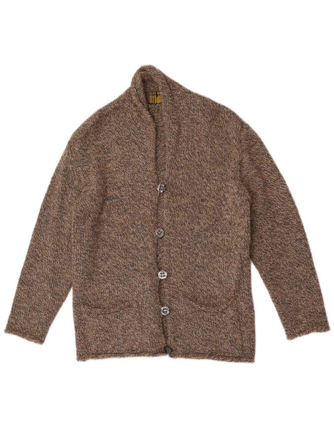 Maglione cardigan da uomo Laura Patrizia in lana screziata marrone medio