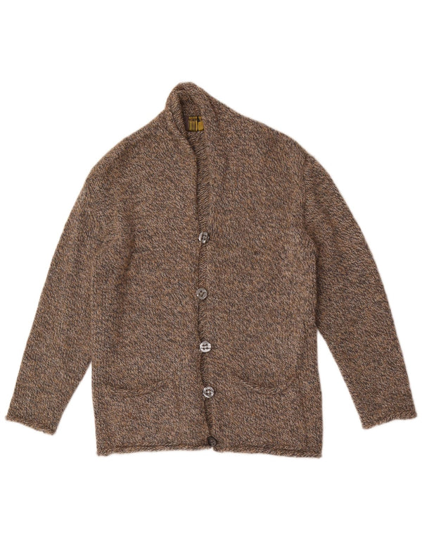 Maglione cardigan da uomo Laura Patrizia in lana screziata marrone medio