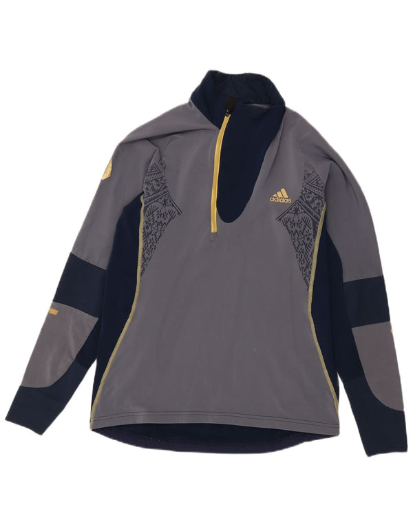 Top della tuta pullover da uomo Adidas UK 38/40 Medium Blu Navy Colourblock