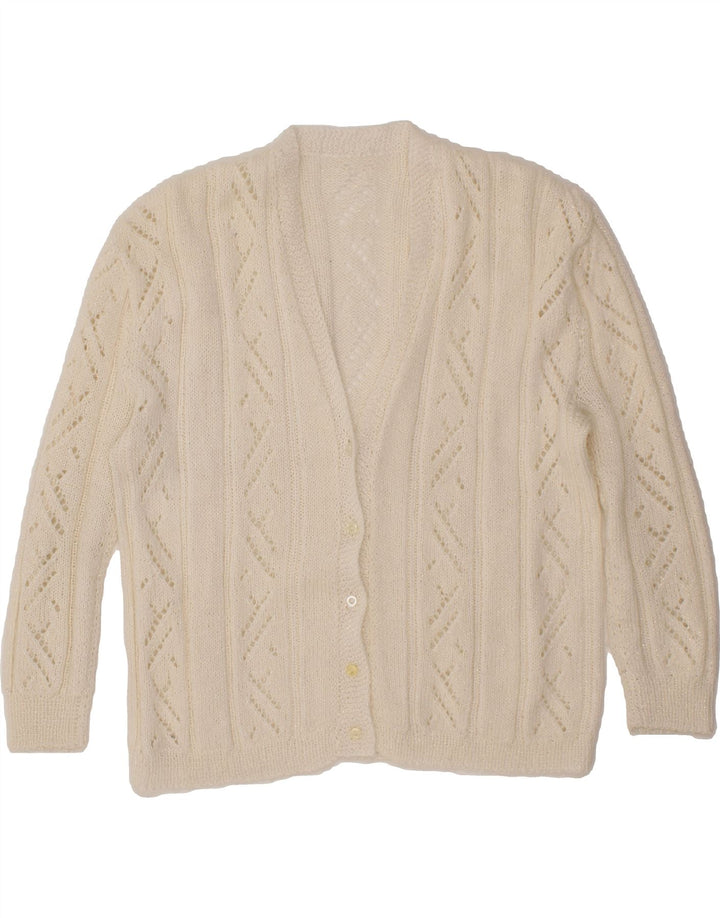 VINTAGE Womens Cardigan Sweater UK 16 Large White Vintage Vintage and Second-Hand Vintage from Messina Hembry 