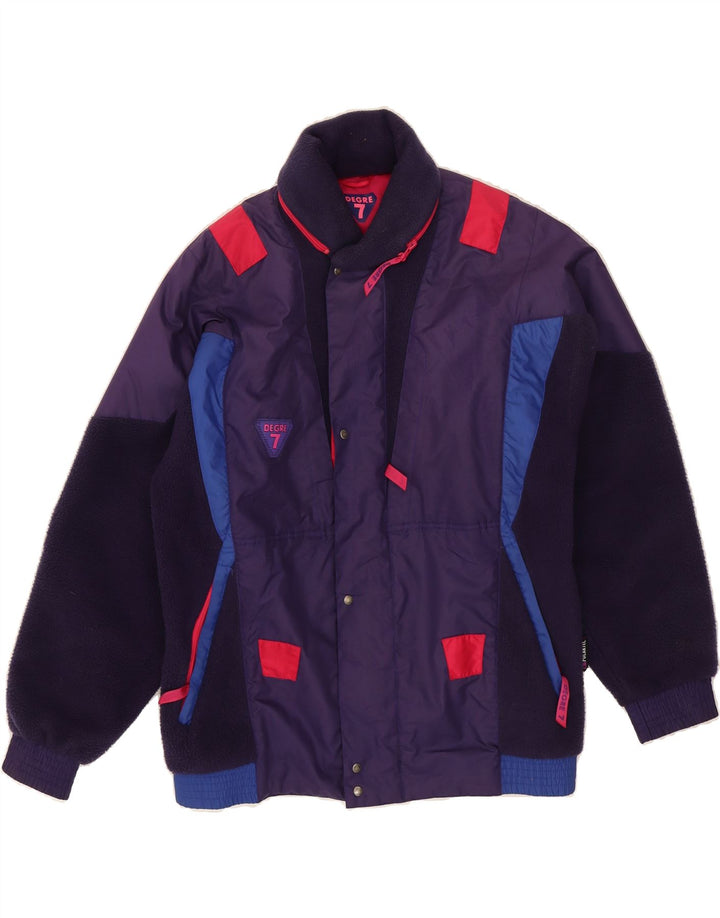 DEGRE 7 Mens Windbreaker Jacket UK 38 Medium Purple Colourblock Polyester Vintage Degre 7 and Second-Hand Degre 7 from Messina Hembry 