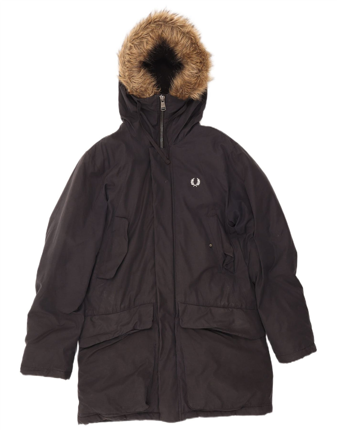 Giacca Parka con cappuccio da uomo FRED PERRY UK 36 piccola in cotone nero
