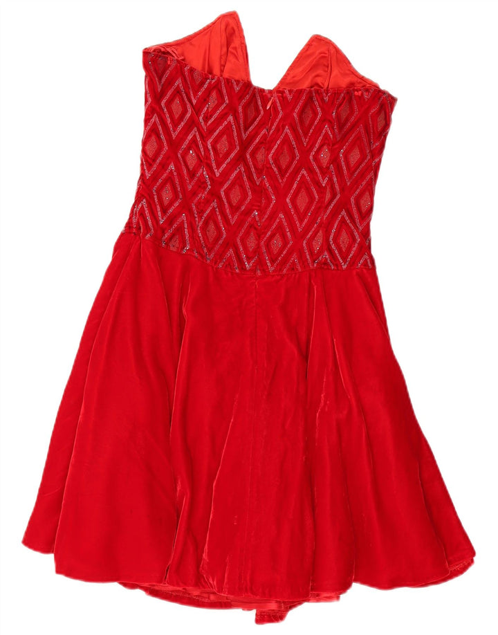 Abito senza spalline da donna Roccobarocco IT 42 Viscosa a rombi/diamanti rosso medio