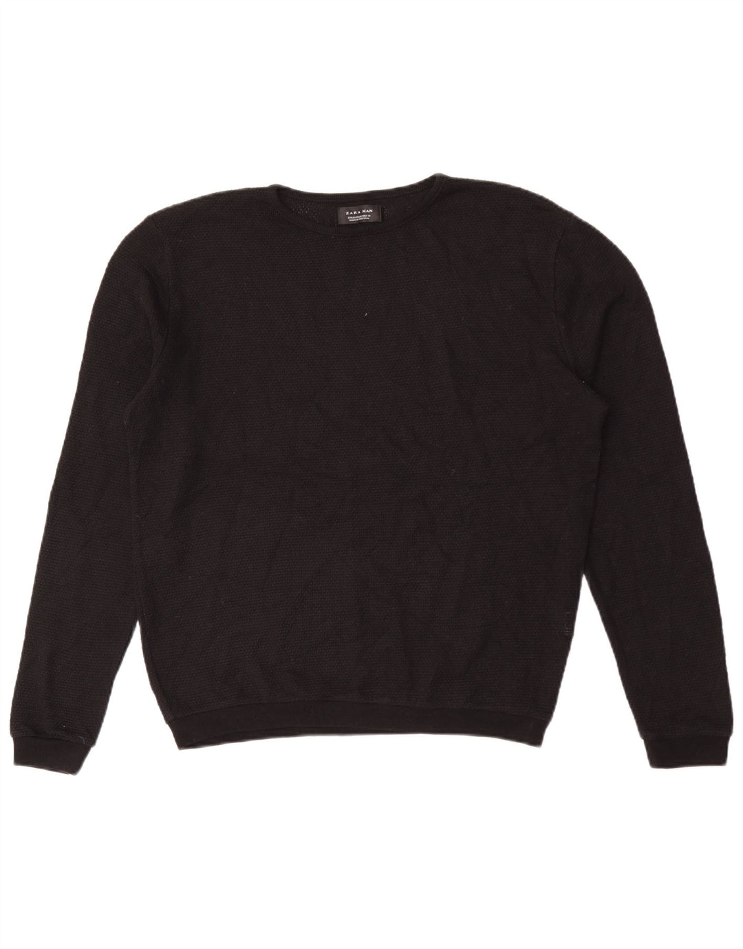 Maglione maglione girocollo da uomo Zara in cotone nero medio
