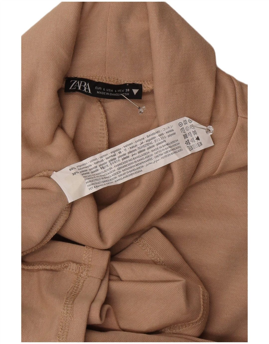Abito a trapezio da donna Zara UK 16 grande in cotone beige