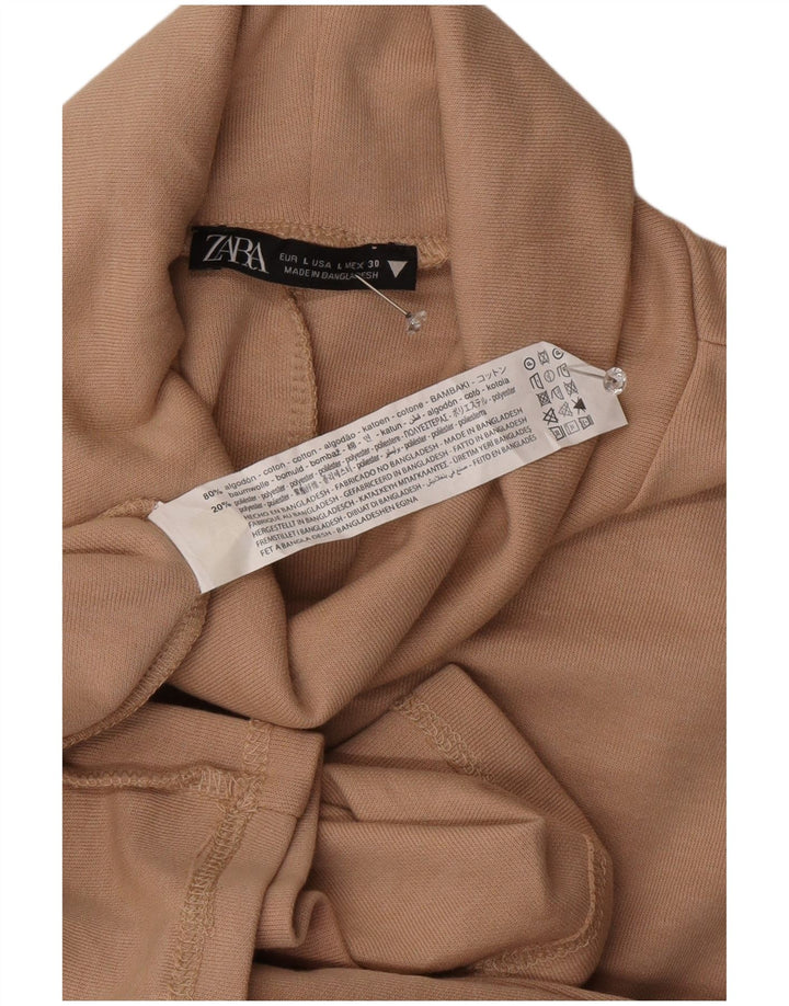 Abito a trapezio da donna Zara UK 16 grande in cotone beige