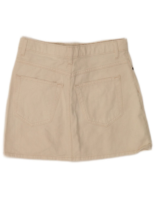 TOPSHOP Mini gonna di jeans da donna UK 8 piccola W26 cotone beige