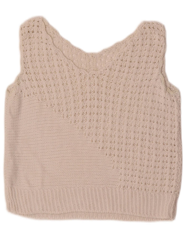 Canotta corta da donna vintage UK 10 piccola bianca