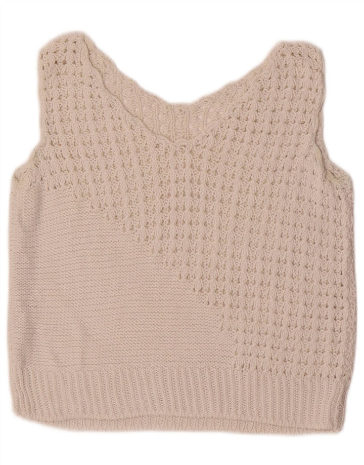 Canotta corta da donna vintage UK 10 piccola bianca
