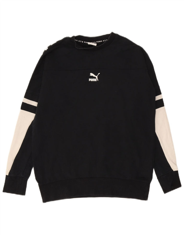 Felpa grafica da uomo Puma, piccola, in cotone color block nero
