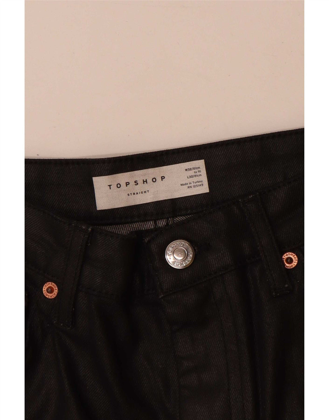 Jeans dritti da donna Topshop W32 L27 cotone nero