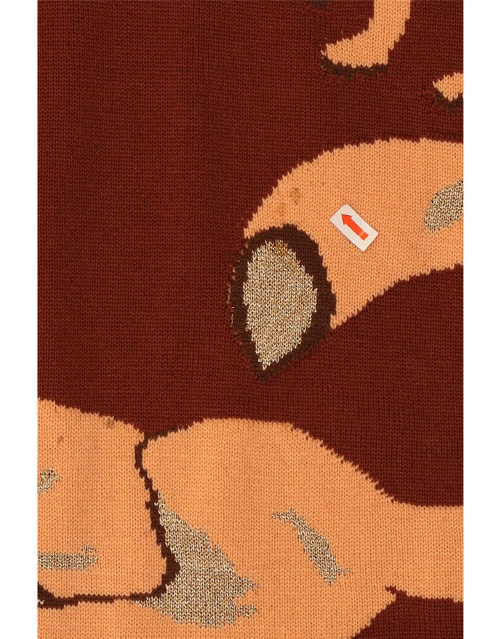 Maglione maglione con collo alto grafico da donna Escada EU 36 piccolo marrone