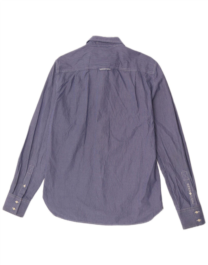 Camicia da uomo Superdry Large in cotone gessato blu