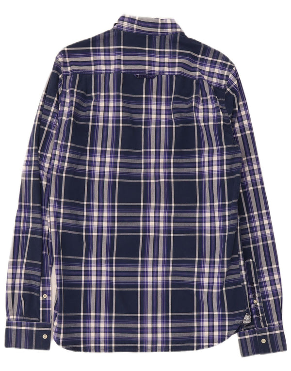 Camicia da uomo Superdry Small in cotone a quadri blu navy
