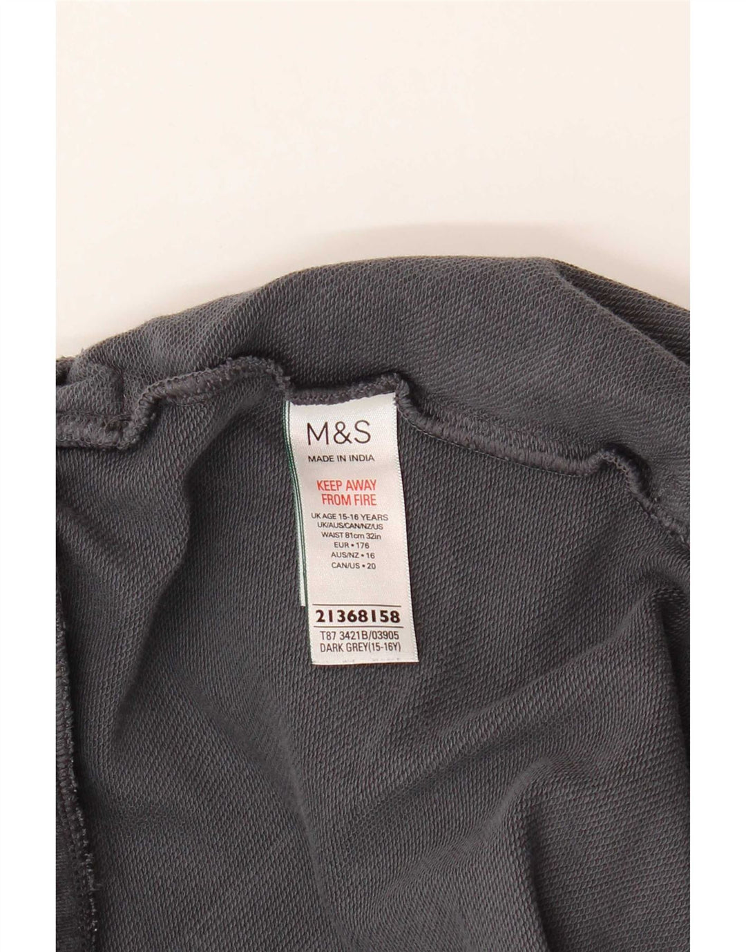 Pantaloncini sportivi Marks & Spencer da bambino 15-16 anni in cotone grigio