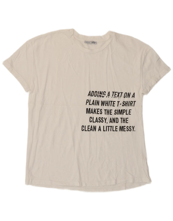 T-shirt grafica da donna Zara Top UK 10 piccola bianca