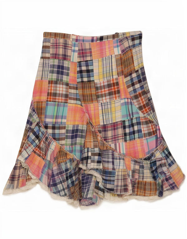 Gonna svasata da donna vintage IT 42 media W29 in cotone patchwork multicolore