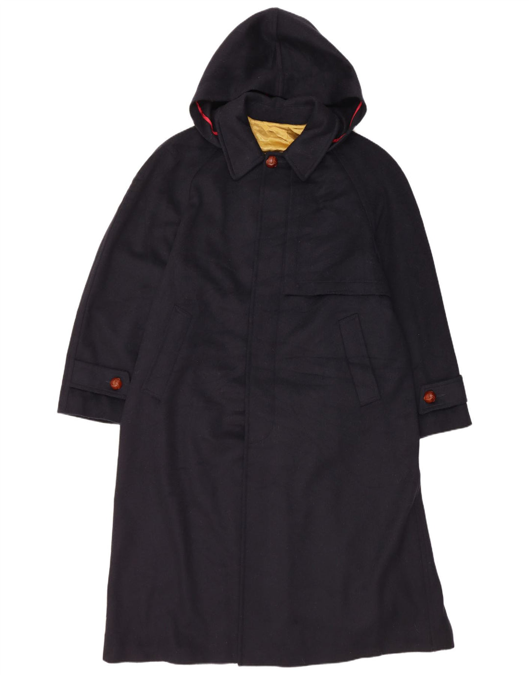 Cappotto vintage da uomo con cappuccio IT 48 medio in lana blu navy