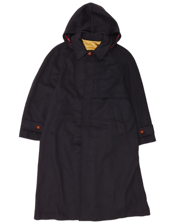 Cappotto vintage da uomo con cappuccio IT 48 medio in lana blu navy