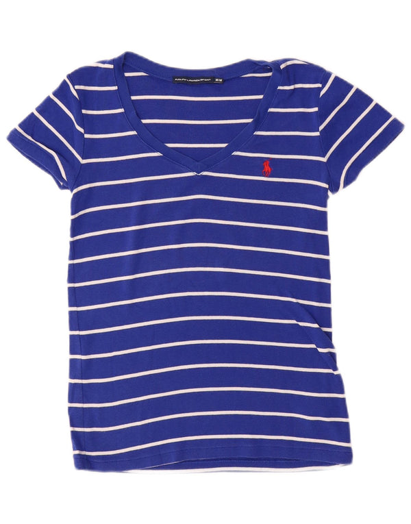 T-shirt da donna Ralph Lauren Top UK 12 cotone a righe blu medio