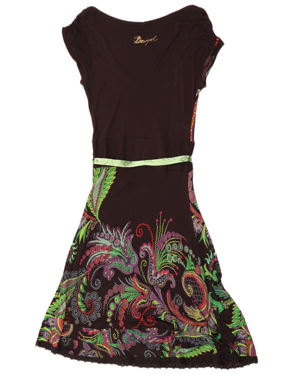 Desigual Abito da donna a linea A con grafica UK 14 Grande viscosa Paisley nera