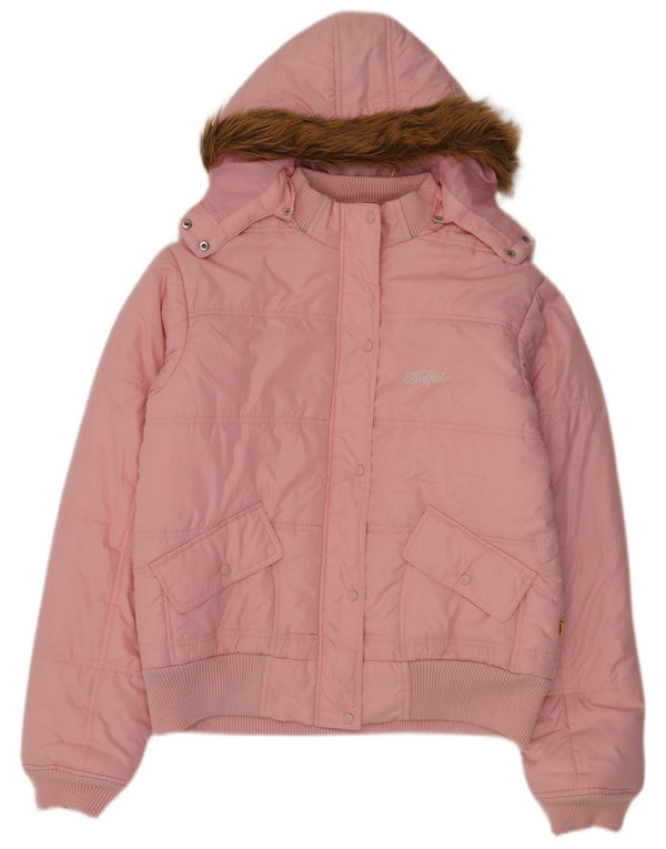 Giacca imbottita con cappuccio da donna Buffalo UK 14 grande rosa in poliestere