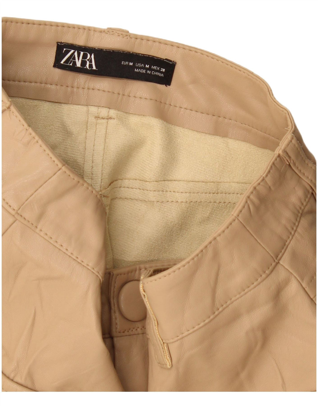 Gonna Zara da donna in ecopelle media W28 Beige