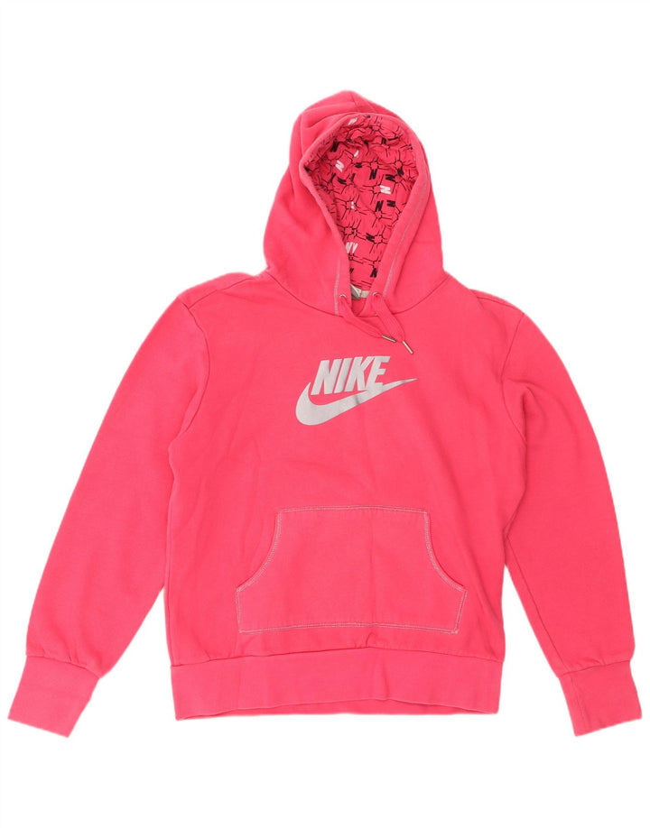Felpa con cappuccio grafica NIKE da donna UK 16/18 XL cotone rosa