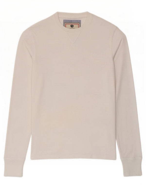 Fat Face Top da uomo a manica lunga piccolo in cotone bianco