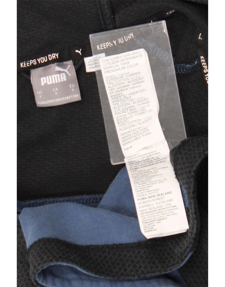 Felpa con cappuccio e zip da uomo Puma Small in cotone color block blu