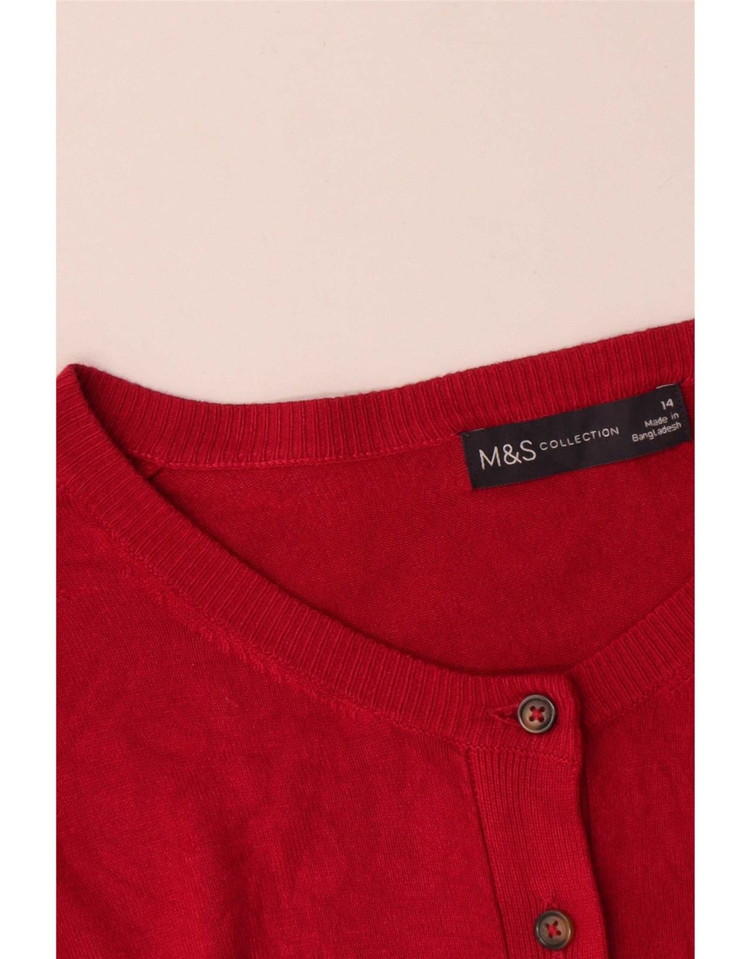 Maglione cardigan da donna Marks & Spencer UK 14 grande viscosa rossa